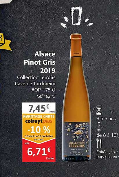 alsace pinot gris 2019 collection terroirs cave de turckheim aop