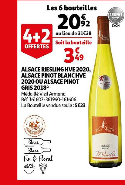 alsace riesling hve 2020, alsace pinot blanc hve 2020 ou alsace pinot gris 2018