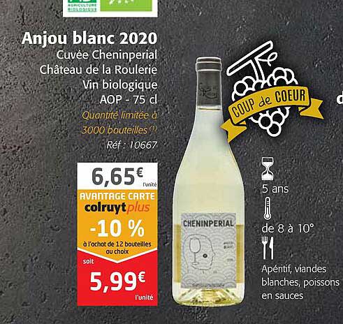 anjou blanc 2020 cuvée cheninperial château de la roulerie vin bioloque aop