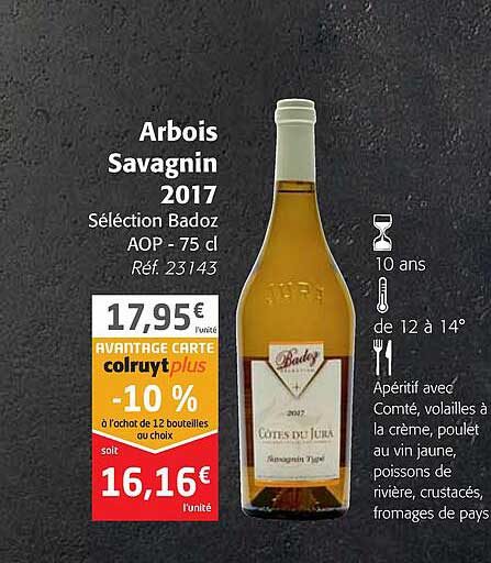 Arbois Savagnin 2017 Sélection Badoz Aop