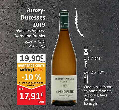 auxey-duresses 2019 "vieilles vignes" domaine prunier aop