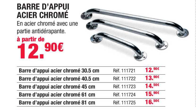 barre d'appui acier chromé
