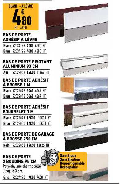 bas de porte adhésif à lèvre bas de porte pivotant aluminium 93 cm bas de porte adhésif à brosse 1 m bas de porte adhésif bourrelet 1 m bas de porte de garage à brosse 250 cm bas de porte 2 boudins 95