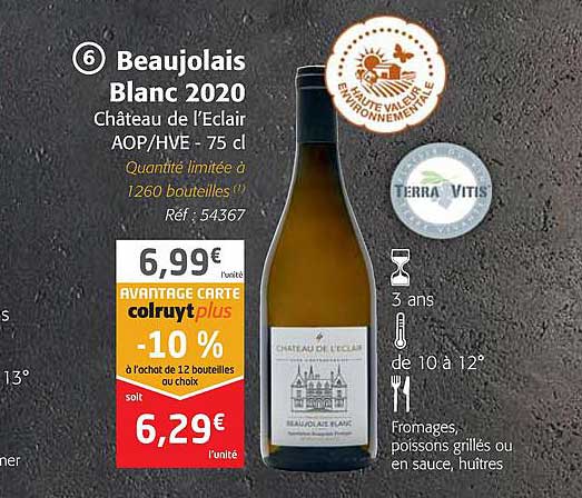 beaujolais blanc 2020 château de l'éclair aop - hve