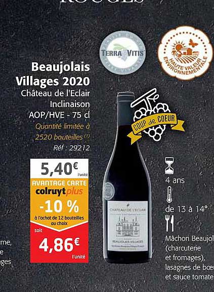beaujolais villages 2020 château de l'éclair