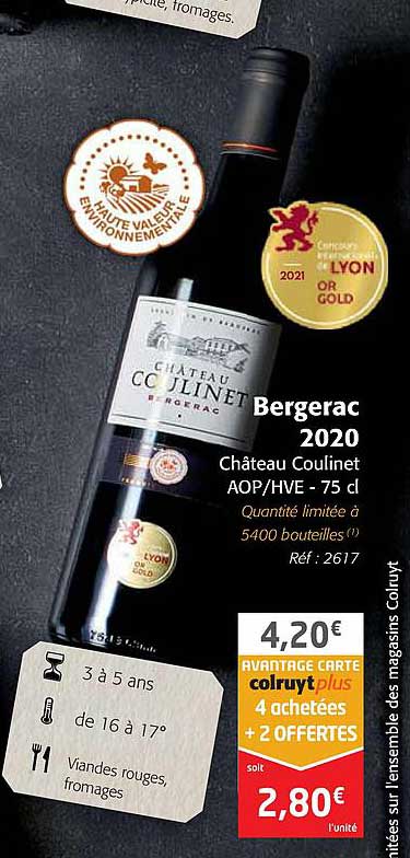bergerac 2020 château coulinet aop-hve