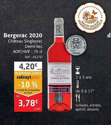 bergerac 2020 château singleyrac demi-sec aop-hve