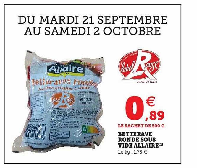 betterave ronde sous vide allaire