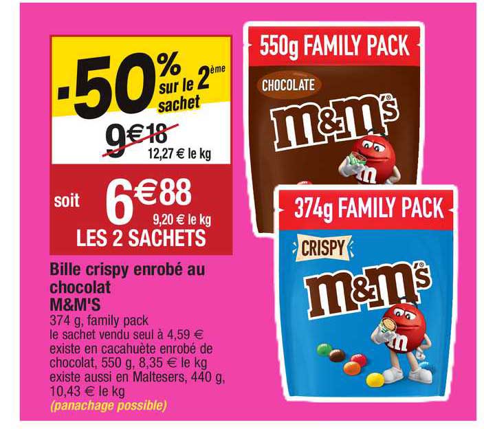 bille crispy enrobé au chocolat m&m's