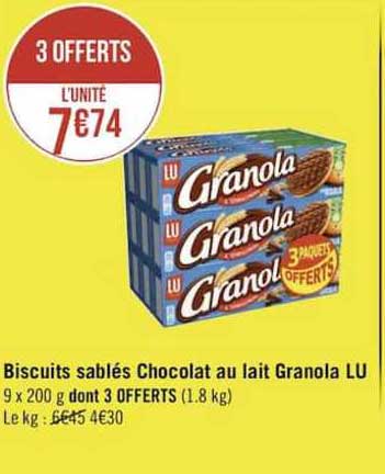 Biscuits Sablés Chocolat Au Lait Granola Lu