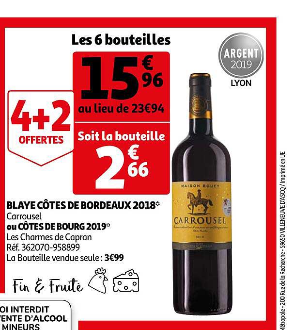 blaye côtes de bordeaux 2018 carrousel ou côtes de bourg 2019 les charmes de capran