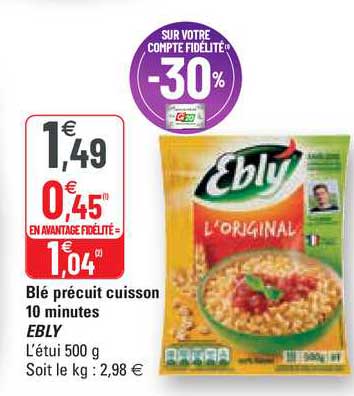 Blé Précuit Cuisson 10 Minutes Ebly