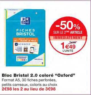 bloc bristol 2.0 coloré "oxford"