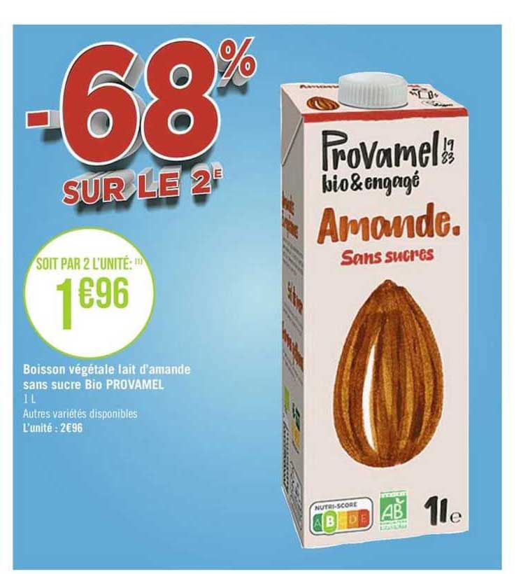 boisson végétale lait d'amande sans sucre bio provamel