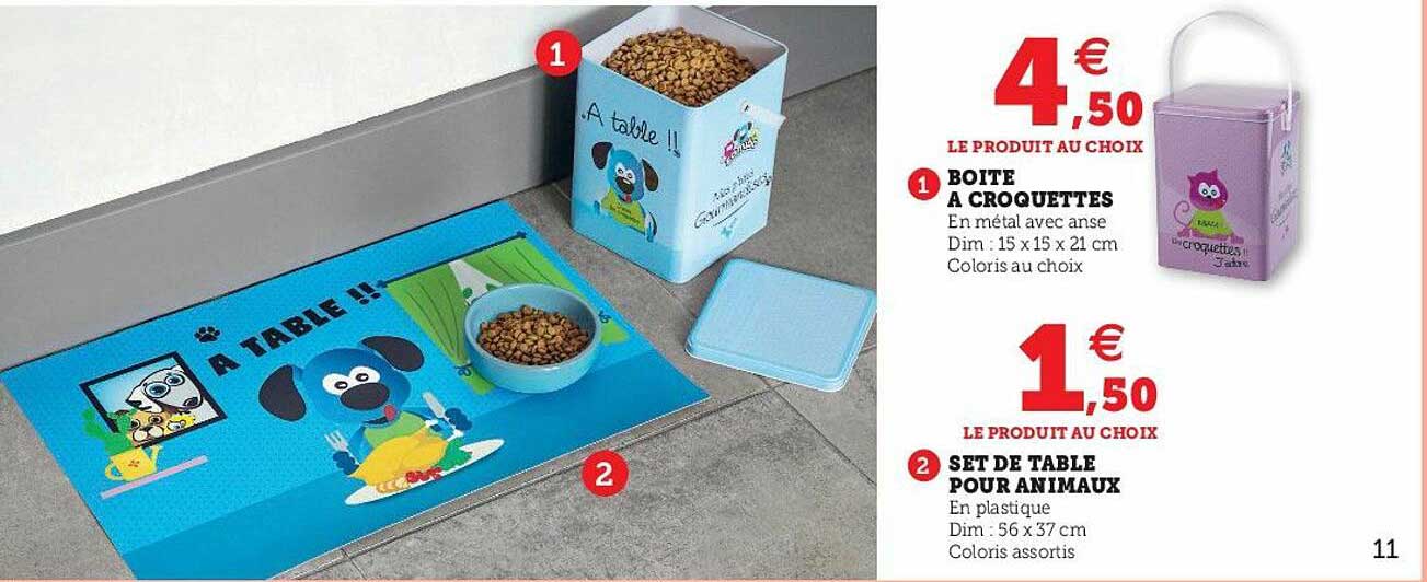 boite à croquettes oder set de table pour animaux