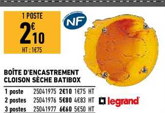 boîte d'encastrement cloison sèche batibox legrand