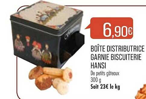 boîte distributrice garnie biscuiterie hansi