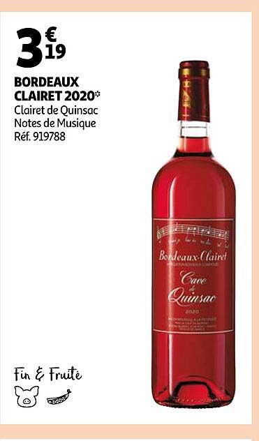 bordeaux clairet 2020 clairet de quinsac notes de musique