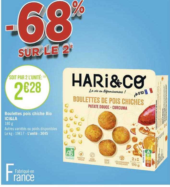 Boulettes Pois Chiches Bio Ici&là