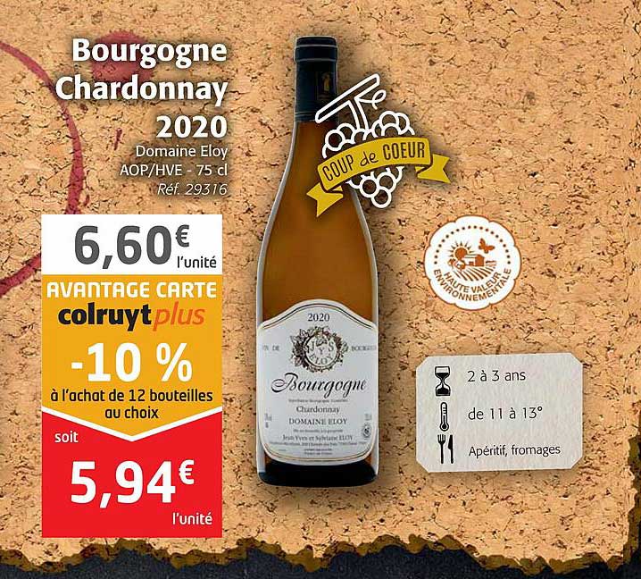 bourgogne chardonnay 2020 domaine eloy aop-hve