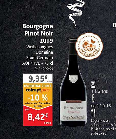 bourgogne pinot noir 2019 vieilles vignes domaine saint germain aop-hve