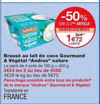 Brassé Au Lait De Coco Gourmand & Végétal "andros" Nature