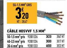 câble ho5vvf 1.5 mm²