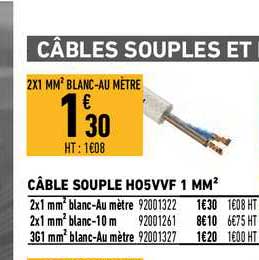 câble souple ho5vvf 1 mm²