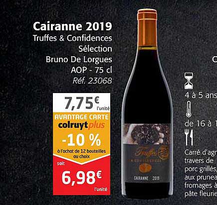 cairanne 2019 truffes & confidences sélection bruno de lorgues aop