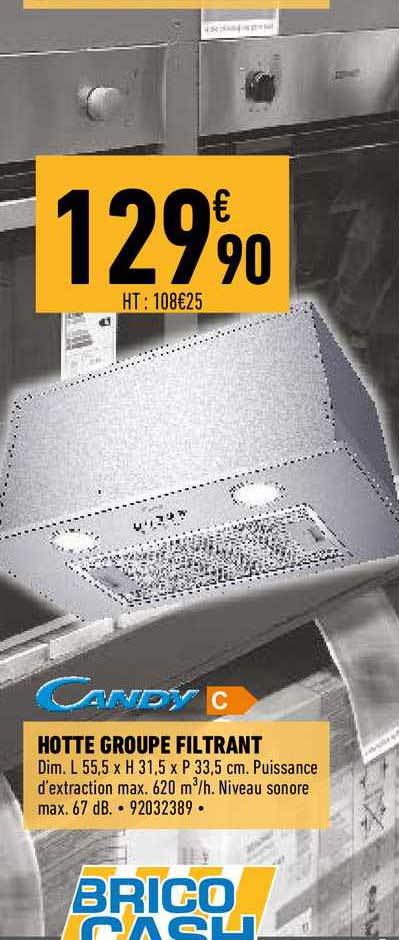 candy hotte groupe filtrant