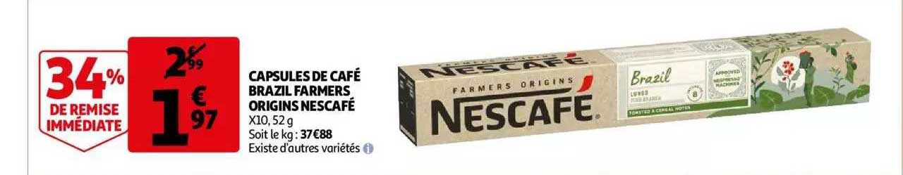 capsules de café brazil farmers origins nescafé