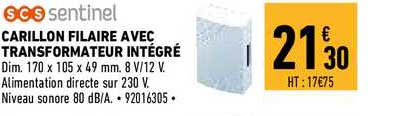 carillon filaire avec transformateur intégré