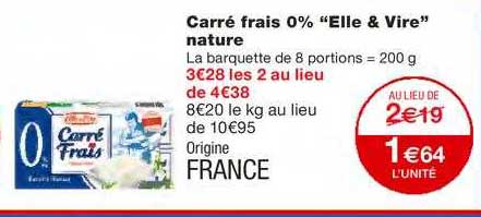 carré frais 0% "elle&vire" nature
