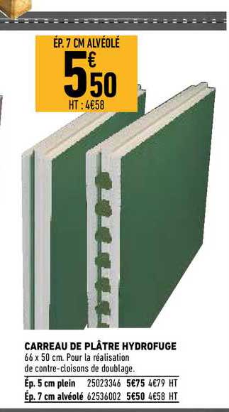 carreau de plâtre hydrofuge