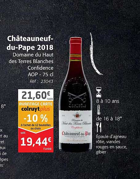 châteauneuf-du-pape 2018 domaine du haut des terres blanches confidence aop