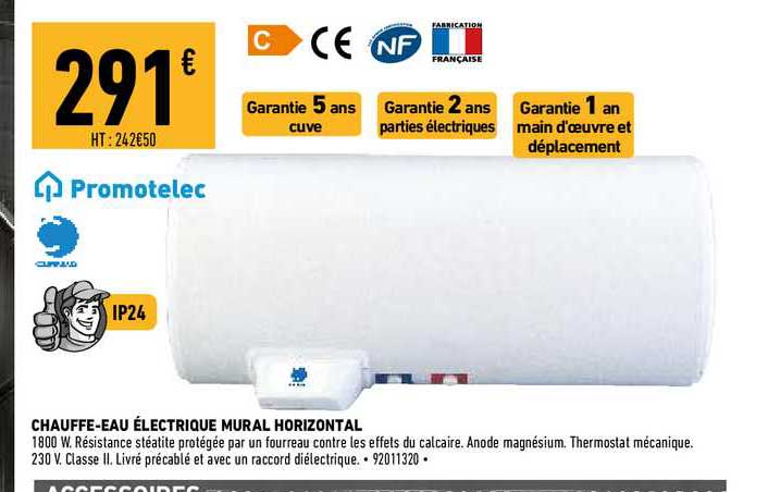 chauffe-eau électrique mural horizontal promotelec