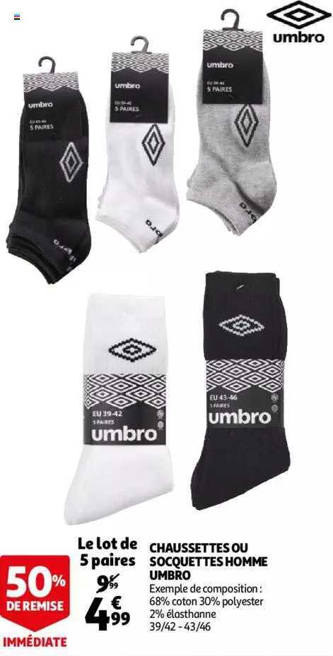 chaussettes ou socquette homme umbro
