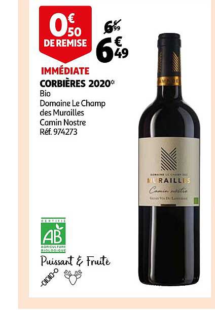 corbières 2020 bio domaine le champ des murailles