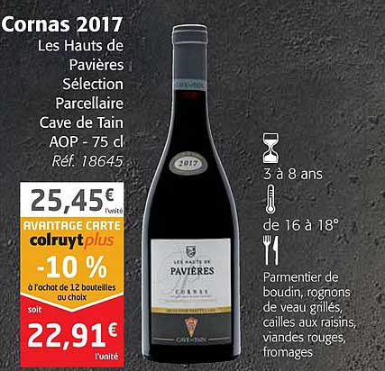 cornas 2017 les hauts de pavières sélection parcellaire cave de tain aop