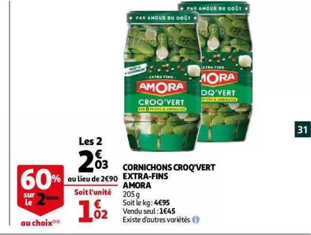 cornichons croq'vert extra-fins amora