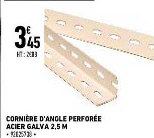 cornière d'angle perforée acier galva 2.5 m