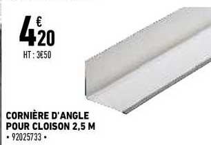 cornière d'angle pour cloison 2.5 m