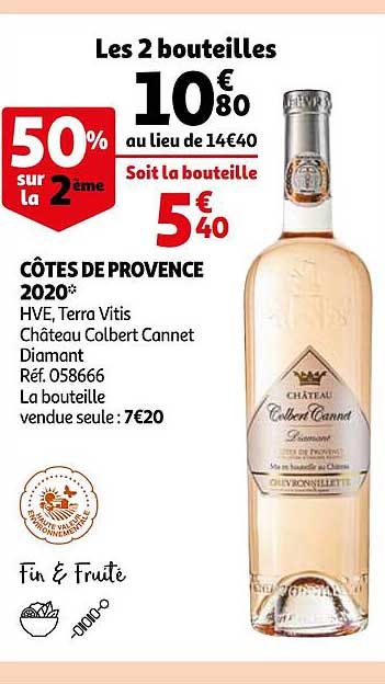 côtes de provence 2020 hve, terra vitis château colbert cannet