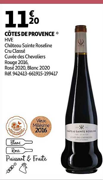 côtes de provence hve château sainte roseline cru classé cuvée des chevaliers