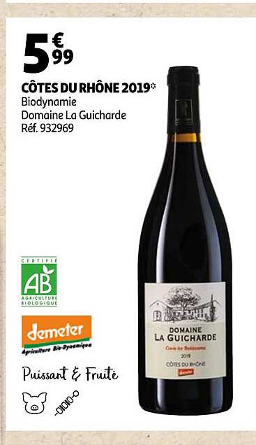 côtes du rhône 2019 biodynamie domaine la guicharde