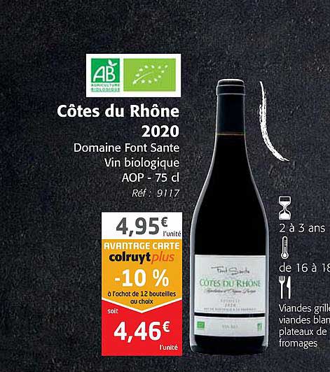 Côtes Du Rhône 2020 Domaine Font Sante Vin Biologique Aop