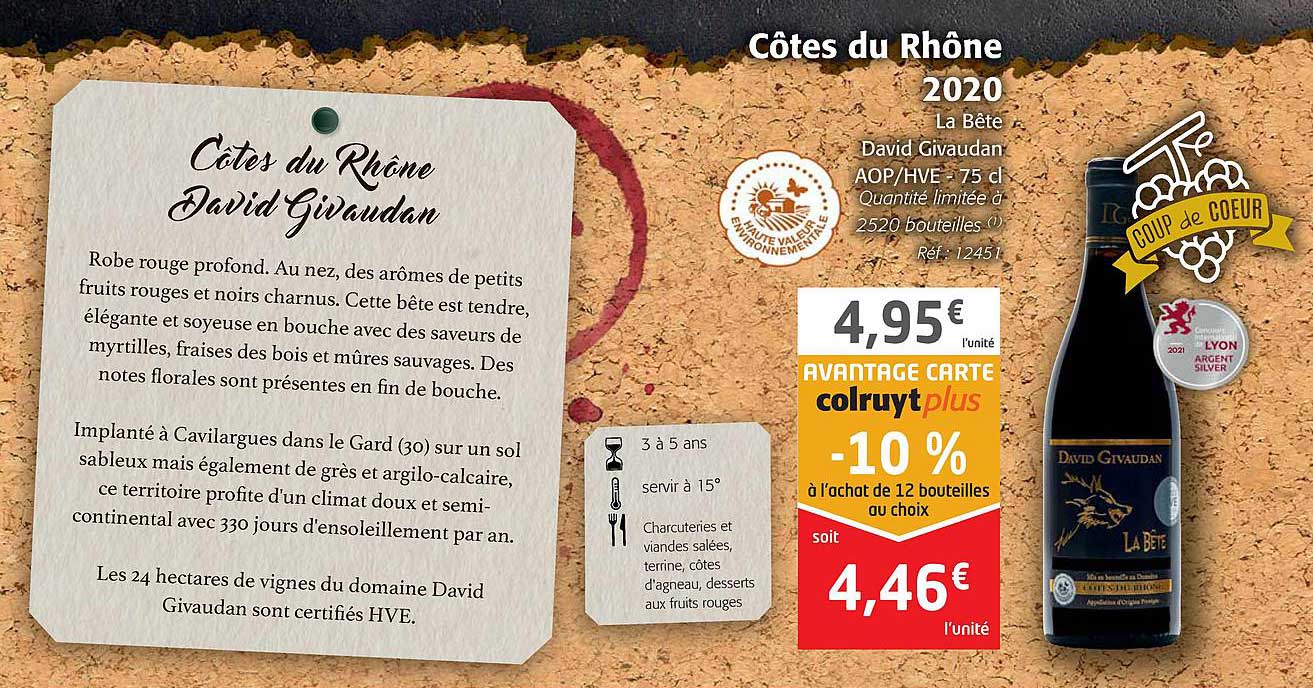 côtes du rhône 2020 la bête david givaudan aop-hve
