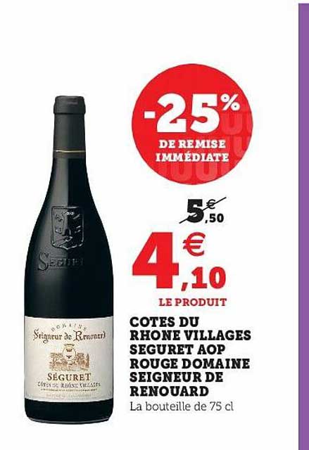 côtes du rhôone villages seguret aop rouge domaine seigneur de renouard