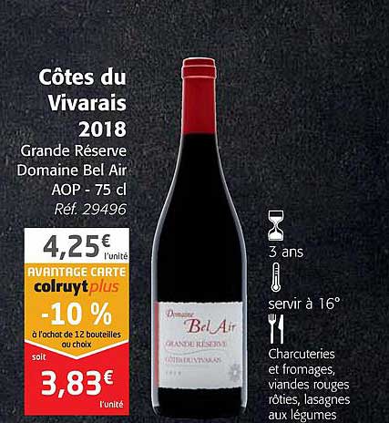 côtes du vivarais 2018 grande réserve domaine bel air aop