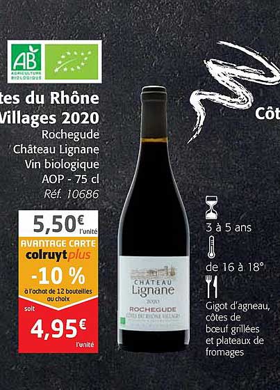 côtes u rhône villages 2020 rochegude château lignane vin biologique aop